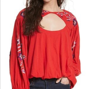 Free People Lita Embroidered Top NWT